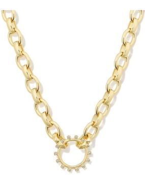 Kendra Scott Wesley Chain Necklace Pave Sunburst Pendant New